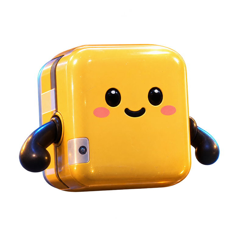 Clean glossy gold parcel character